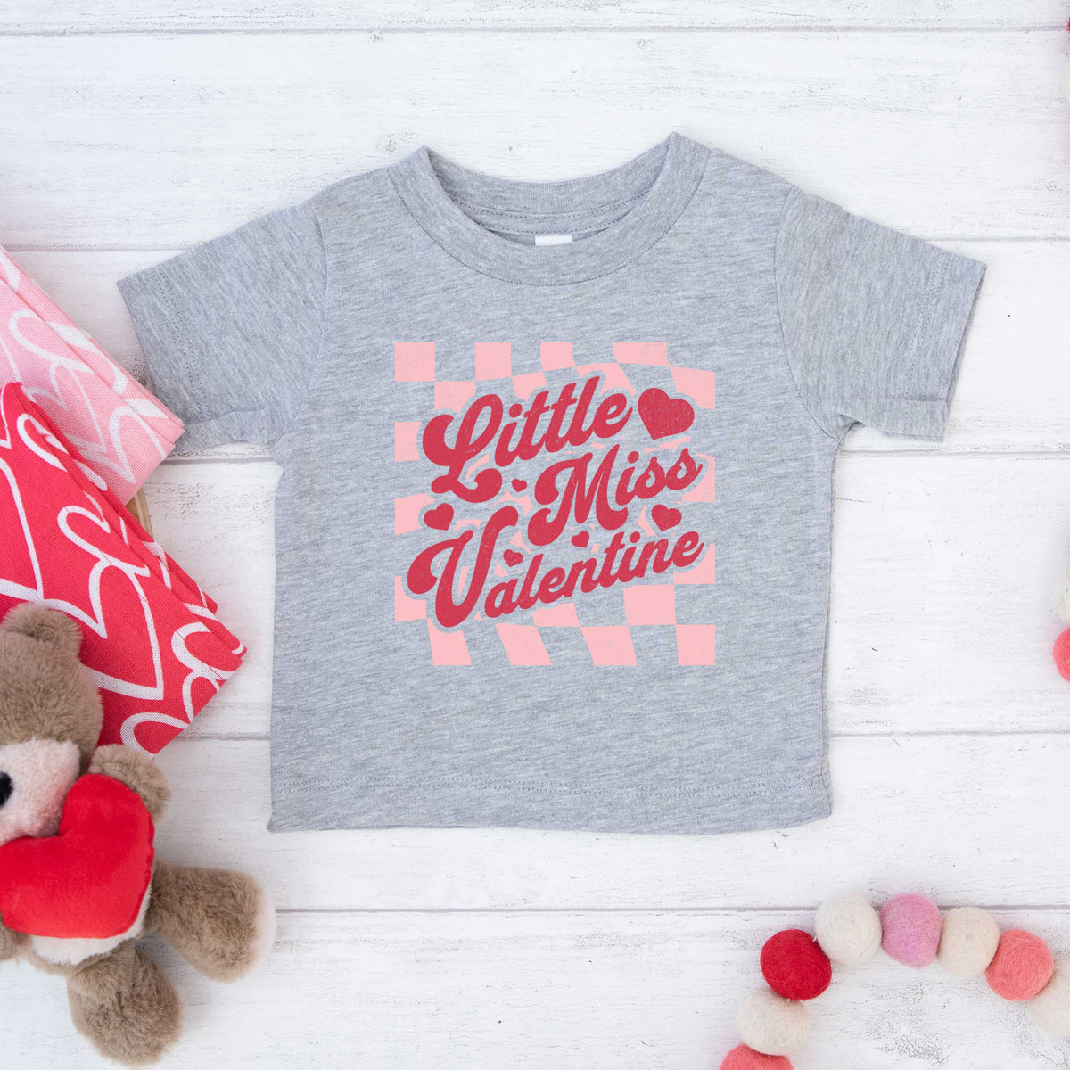 Checkered Little Miss Valentine | Youth Short Sleeve Crew product image 3