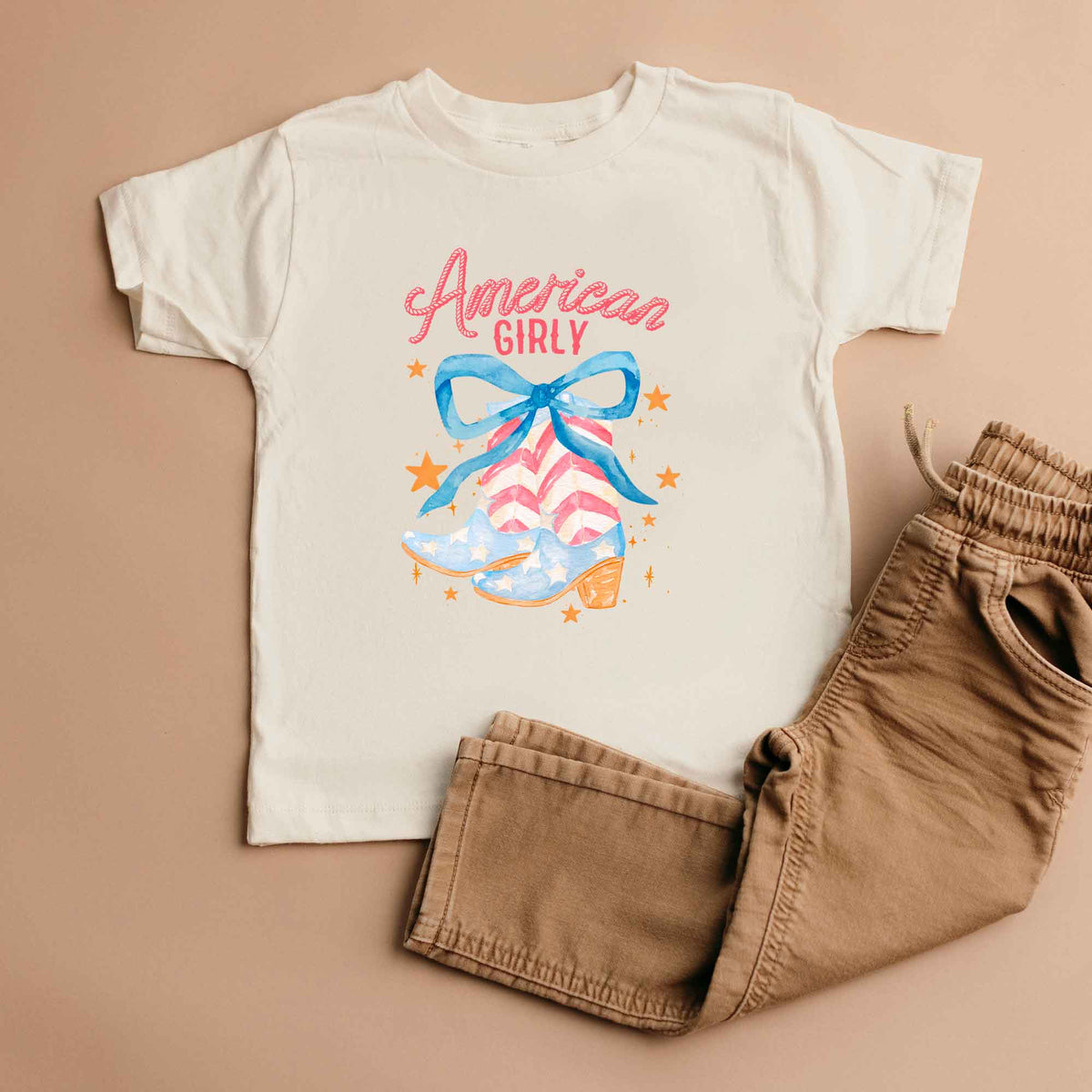 American Girly Coquette Boots | Toddler Graphic Short product image 2