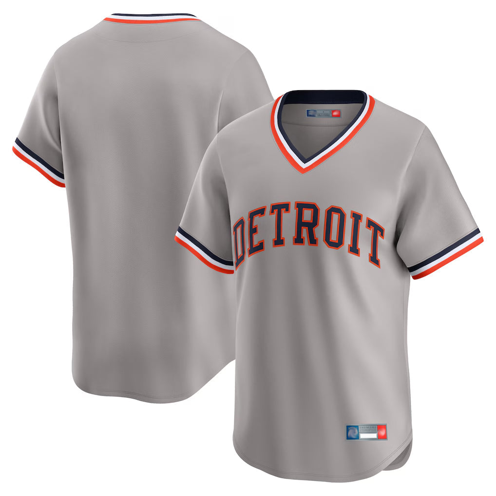 Vanessashop D.Tigers Gray Cooperstown T-shirt Home Game Blank Player Stitched Jerseys