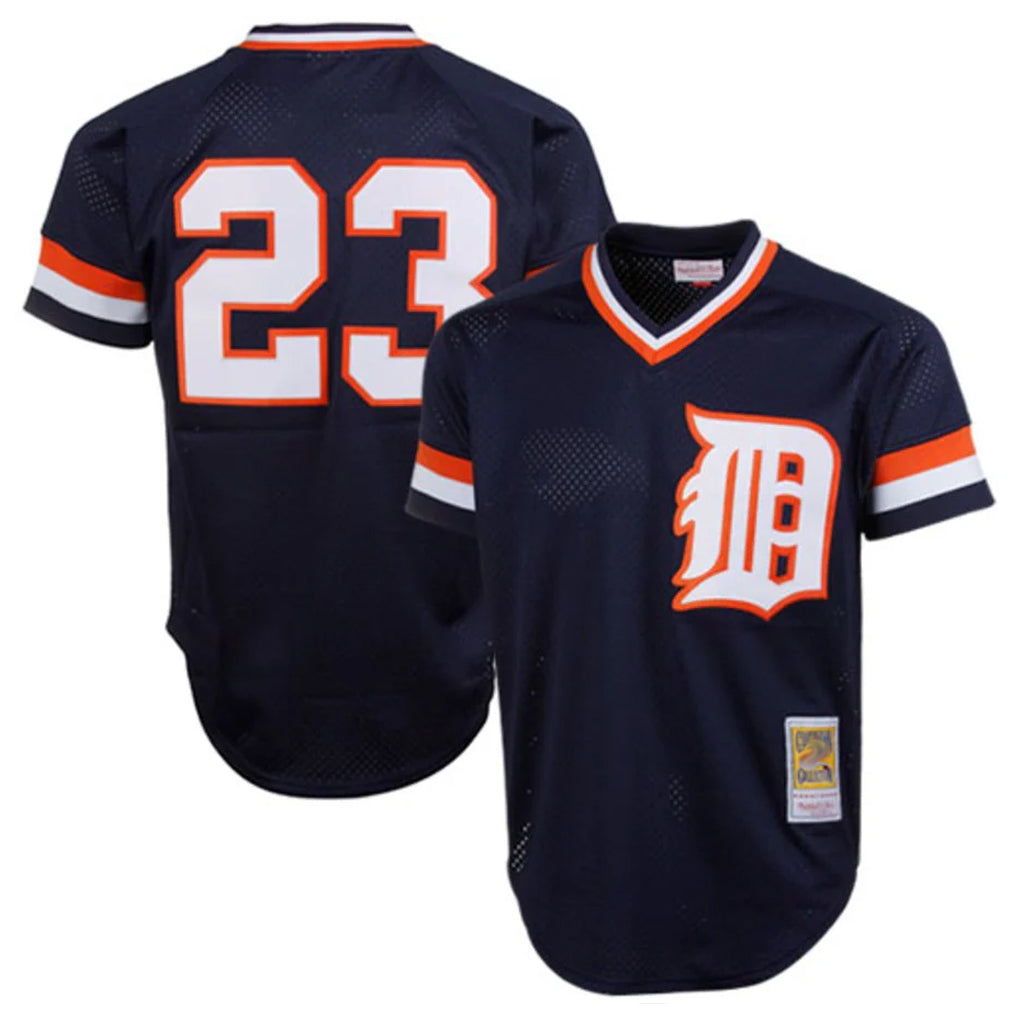 Vanessashop D.Tigers #23 Kirk Gibson Player Mitchell & Ness Navy 1984 Mesh Batting Practice T-shirt Stitched Jerseys