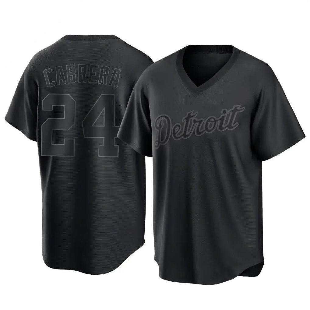 Vanessashop D.Tigers #24 Miguel Cabrera Player Black T-shirt Home Game Stitched Jerseys