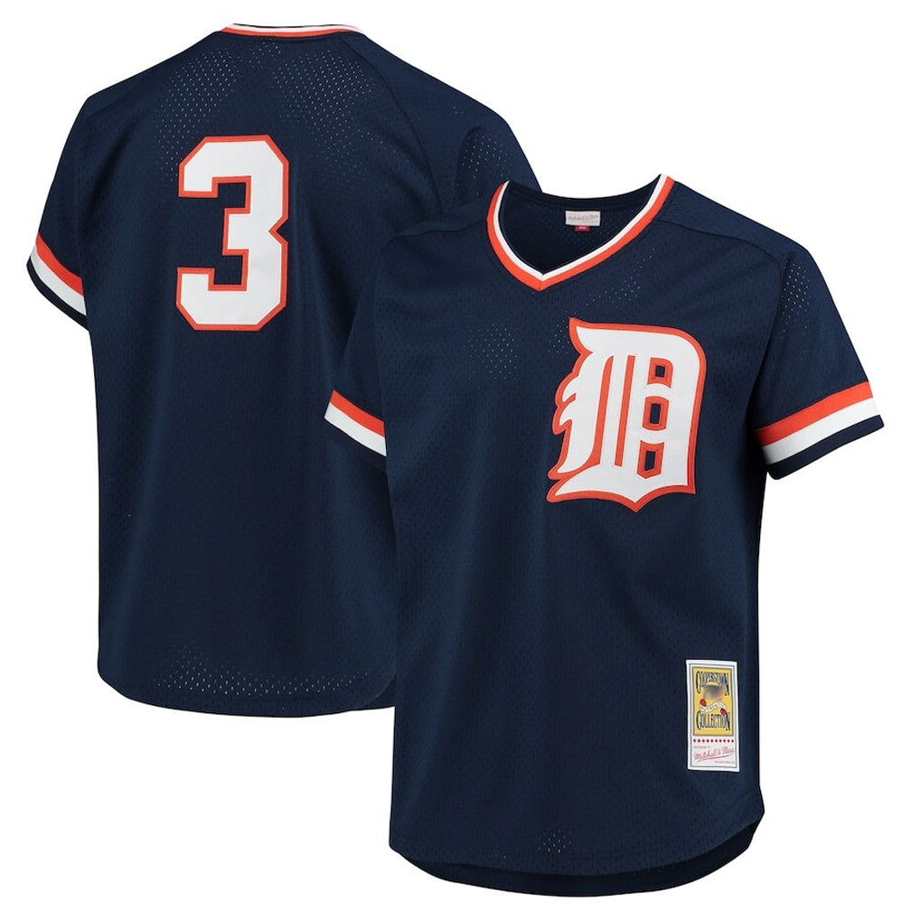 Vanessashop D.Tigers #3 Alan Trammell Player Mitchell & Ness Navy 1984 Mesh Batting Practice T-shirt Stitched Jerseys