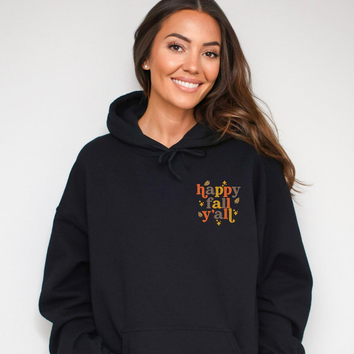 Embroidered Happy Fall Y'all Leaves - Women's Graphic Hoodie product image 4