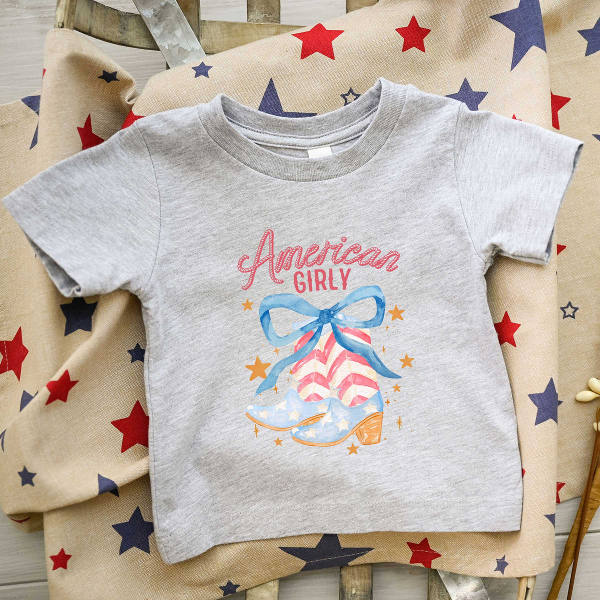 American Girly Coquette Boots | Toddler Graphic Short product image 3