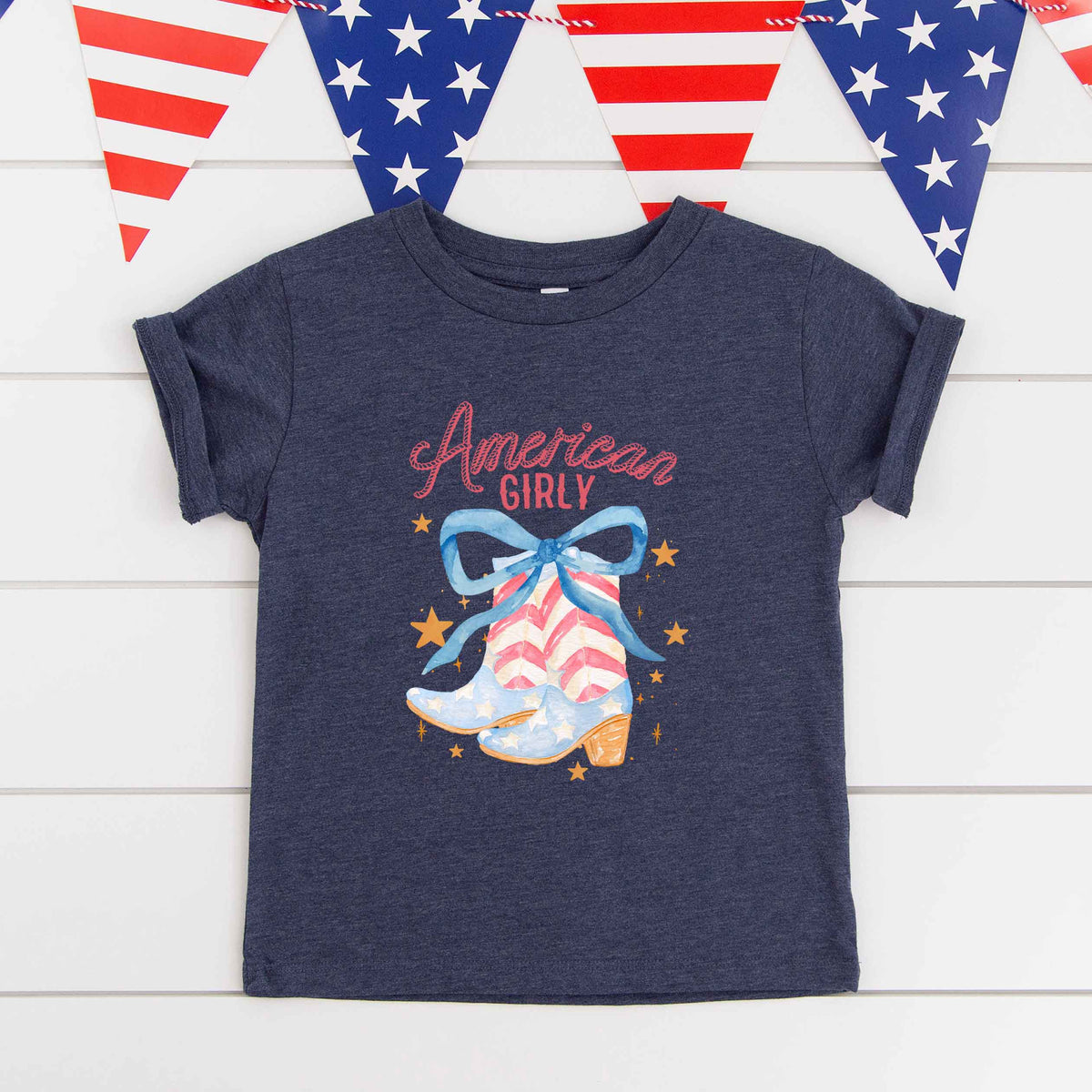 American Girly Coquette Boots | Toddler Graphic Short product image 4
