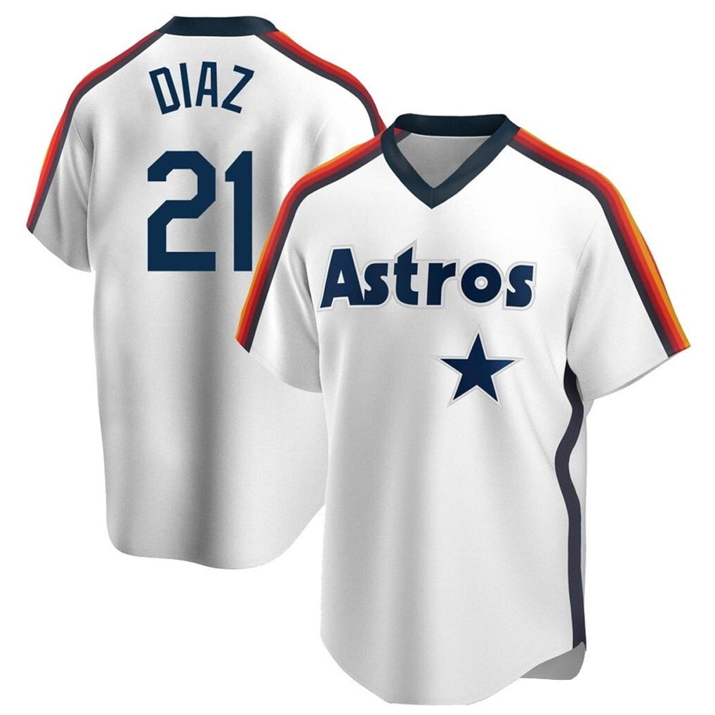 Vanessashop H.Astros #21 Yainer Diaz Player White Cooperstown Collection T-shirt Stitched Jerseys