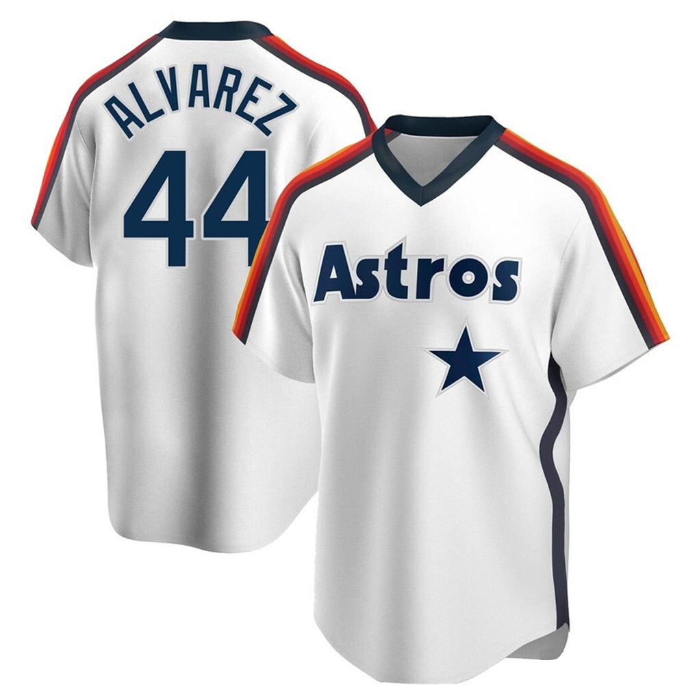 Vanessashop H.Astros #44 Yordan Alvarez Player White Cooperstown Collection T-shirt Stitched Jerseys
