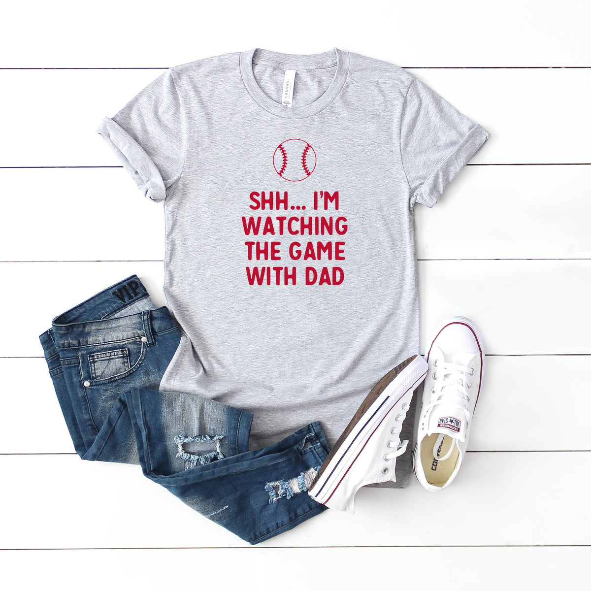 Watching The Game With Dad | Youth Short Sleeve Crew Neck product image 3