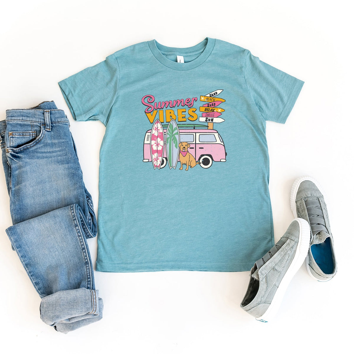 Summer Vibes Dog | Youth Short Sleeve Crew Neck product image 1