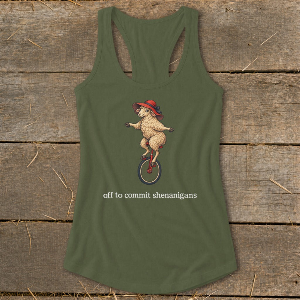 Off To Commit Shenanigans Racerback Tank