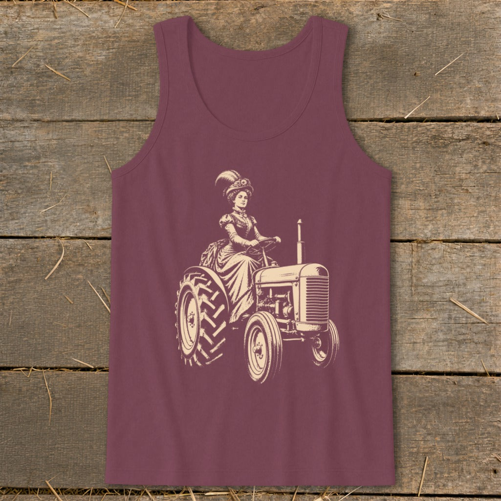 Victorian Lady on a Tractor Tank Top