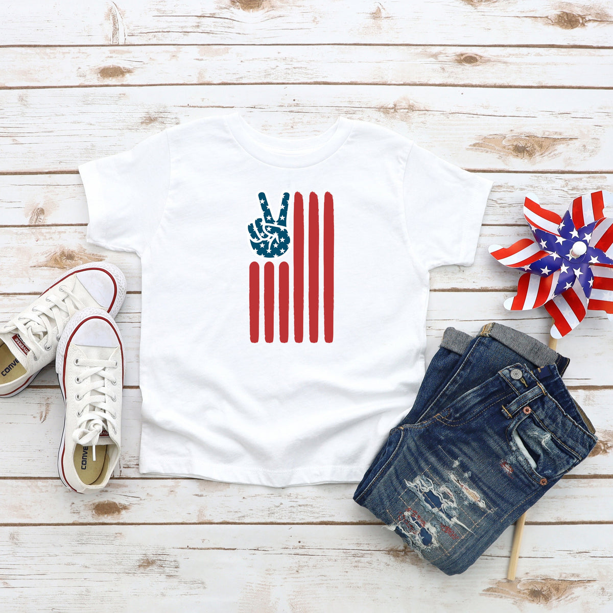 Flag Peace Sign | Youth Short Sleeve Crew Neck product image 1